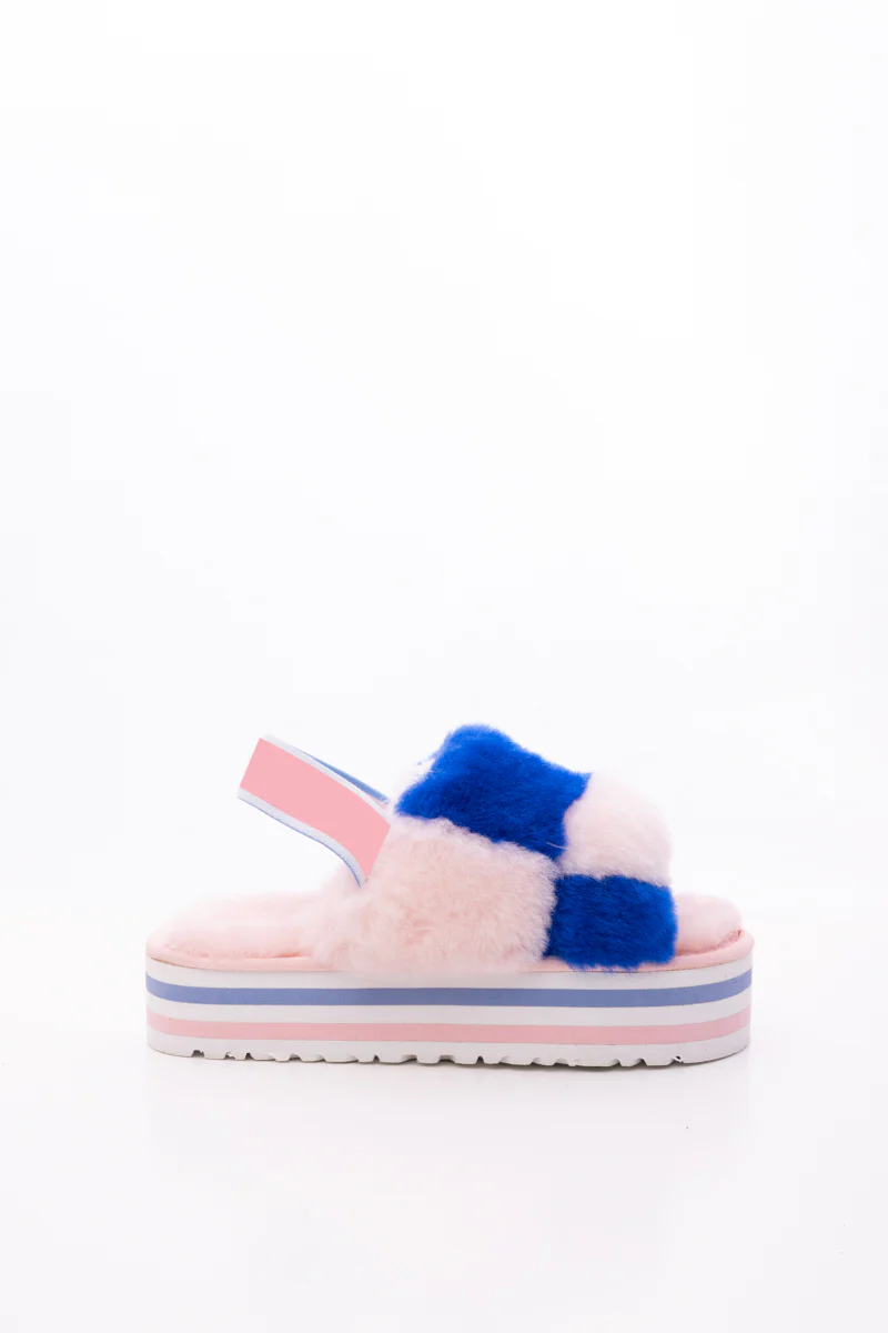 Smaibulun Ugg | Harmony Contrast Woolen Platform Slipper - Pink - Image 11