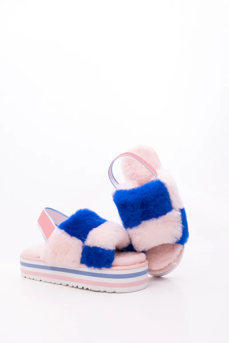 Smaibulun Ugg | Harmony Contrast Woolen Platform Slipper - Pink - Image 9