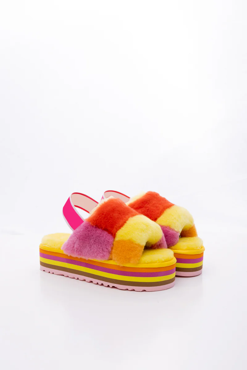 Smaibulun Ugg | Harmony Contrast Woolen Platform Slipper - Yellow - Image 10