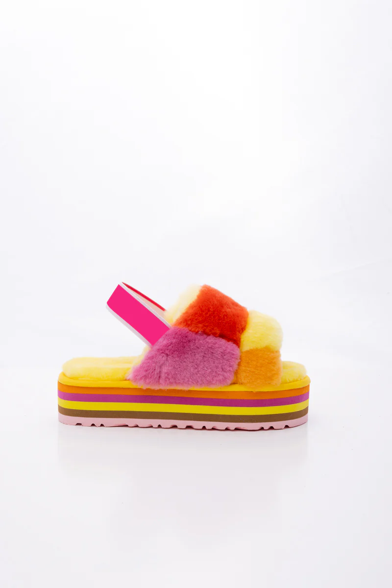 Smaibulun Ugg | Harmony Contrast Woolen Platform Slipper - Yellow - Image 11