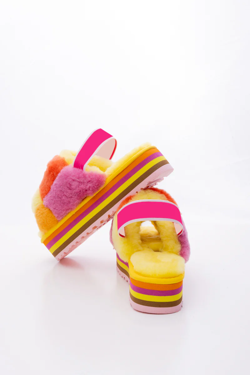 Smaibulun Ugg | Harmony Contrast Woolen Platform Slipper - Yellow - Image 12