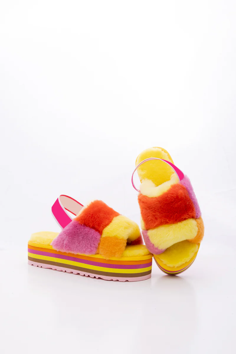 Smaibulun Ugg | Harmony Contrast Woolen Platform Slipper - Yellow - Image 9