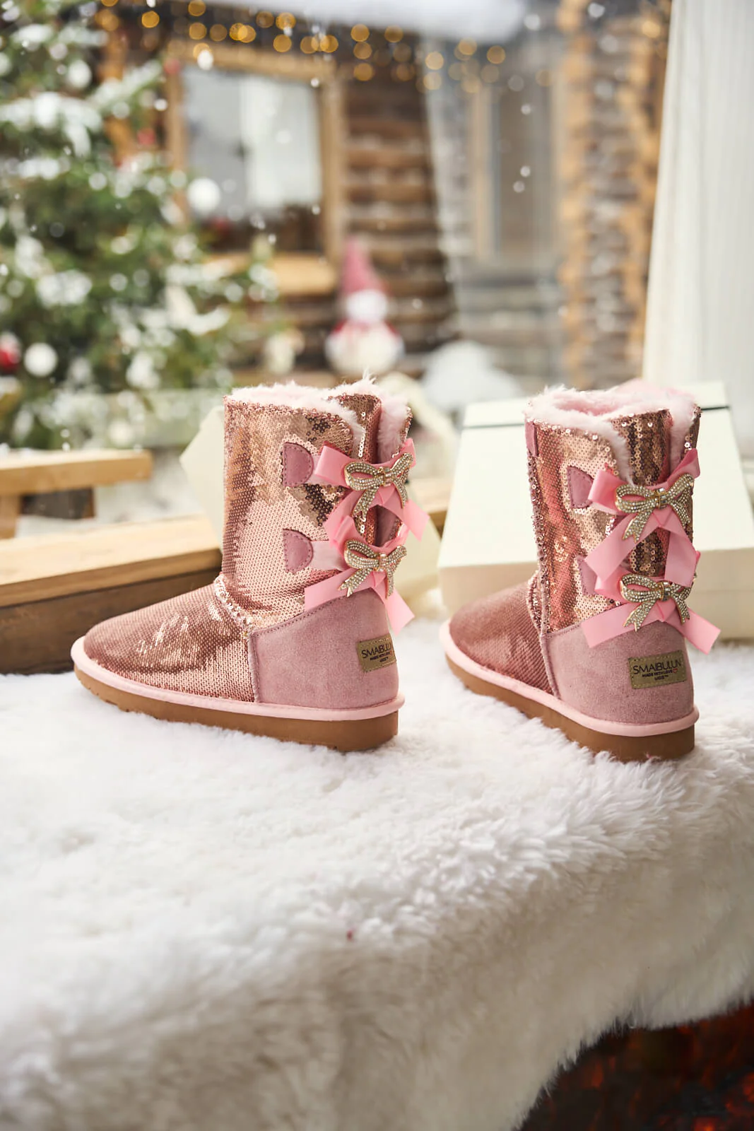 Smaibulun Ugg | Haute Holidays Sequin Glam Shearling Boots - pink - Image 10