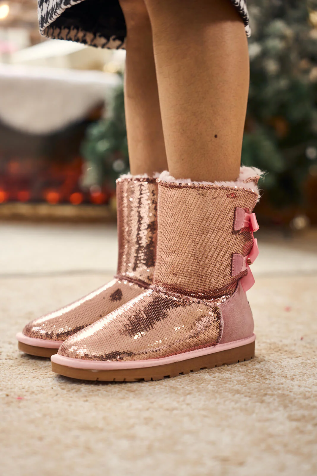 Smaibulun Ugg | Haute Holidays Sequin Glam Shearling Boots - pink - Image 5