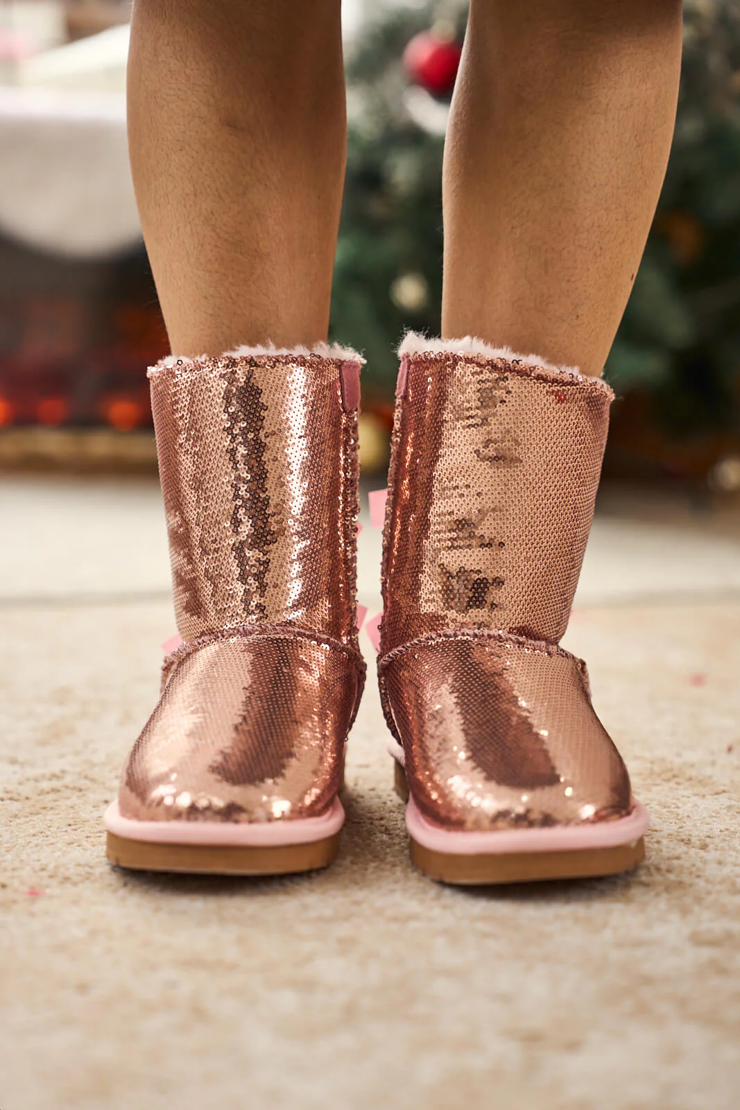 Smaibulun Ugg | Haute Holidays Sequin Glam Shearling Boots - pink - Image 7