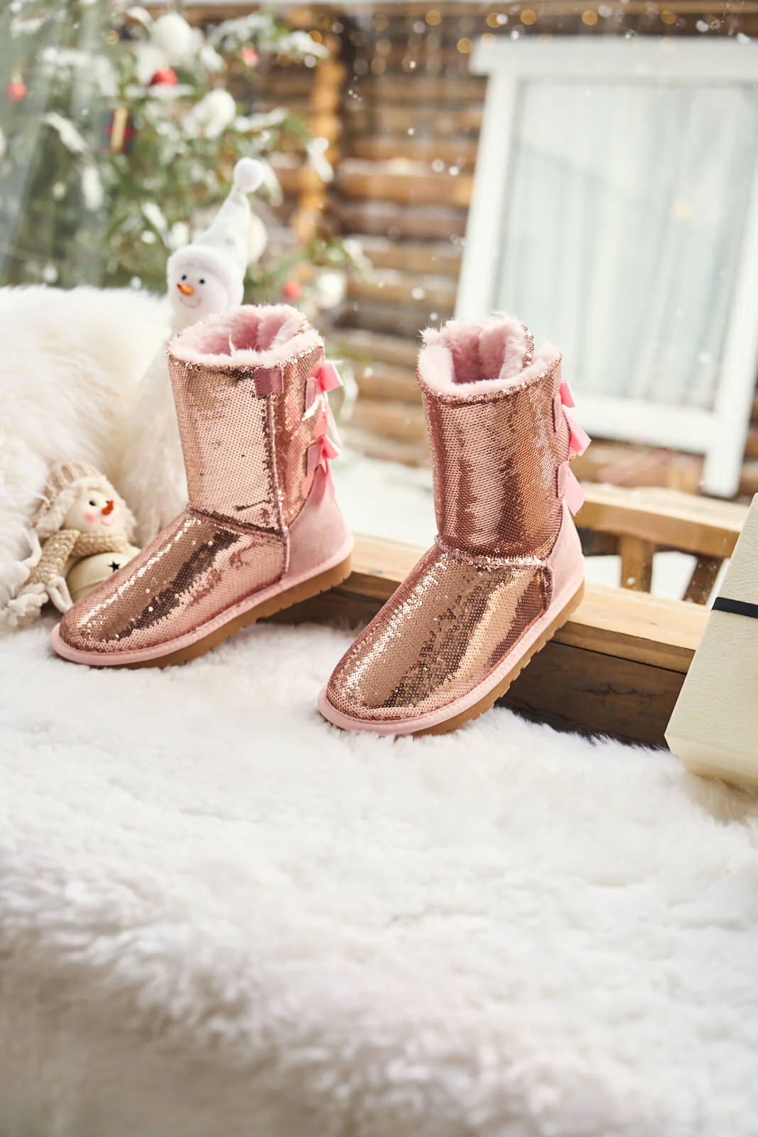 Smaibulun Ugg | Haute Holidays Sequin Glam Shearling Boots - pink - Image 9