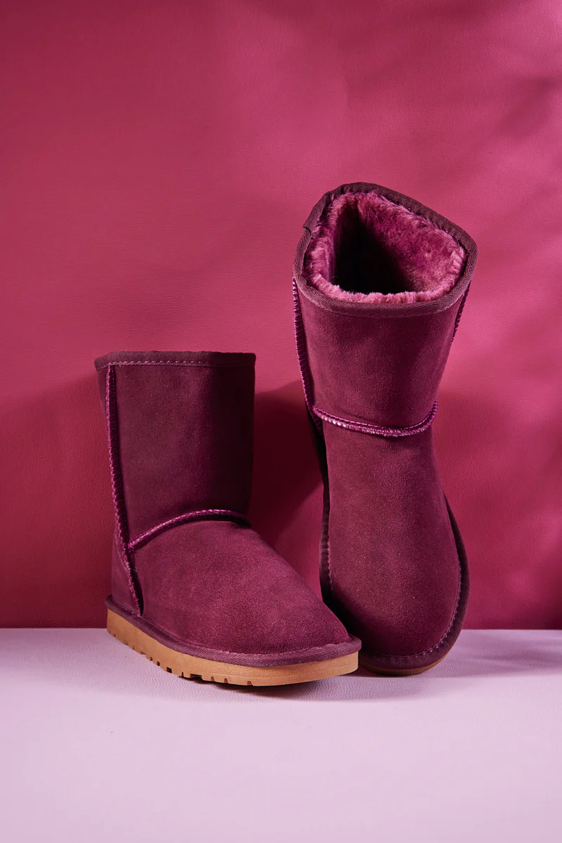 Smaibulun Ugg | Lovett Wool Blend Suede Shearling Boots - Claret - Image 10