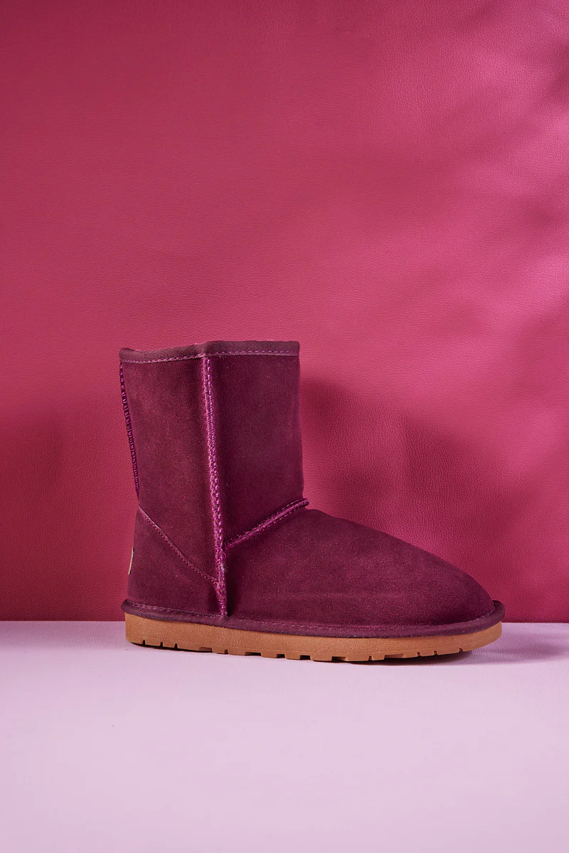 Smaibulun Ugg | Lovett Wool Blend Suede Shearling Boots - Claret - Image 11