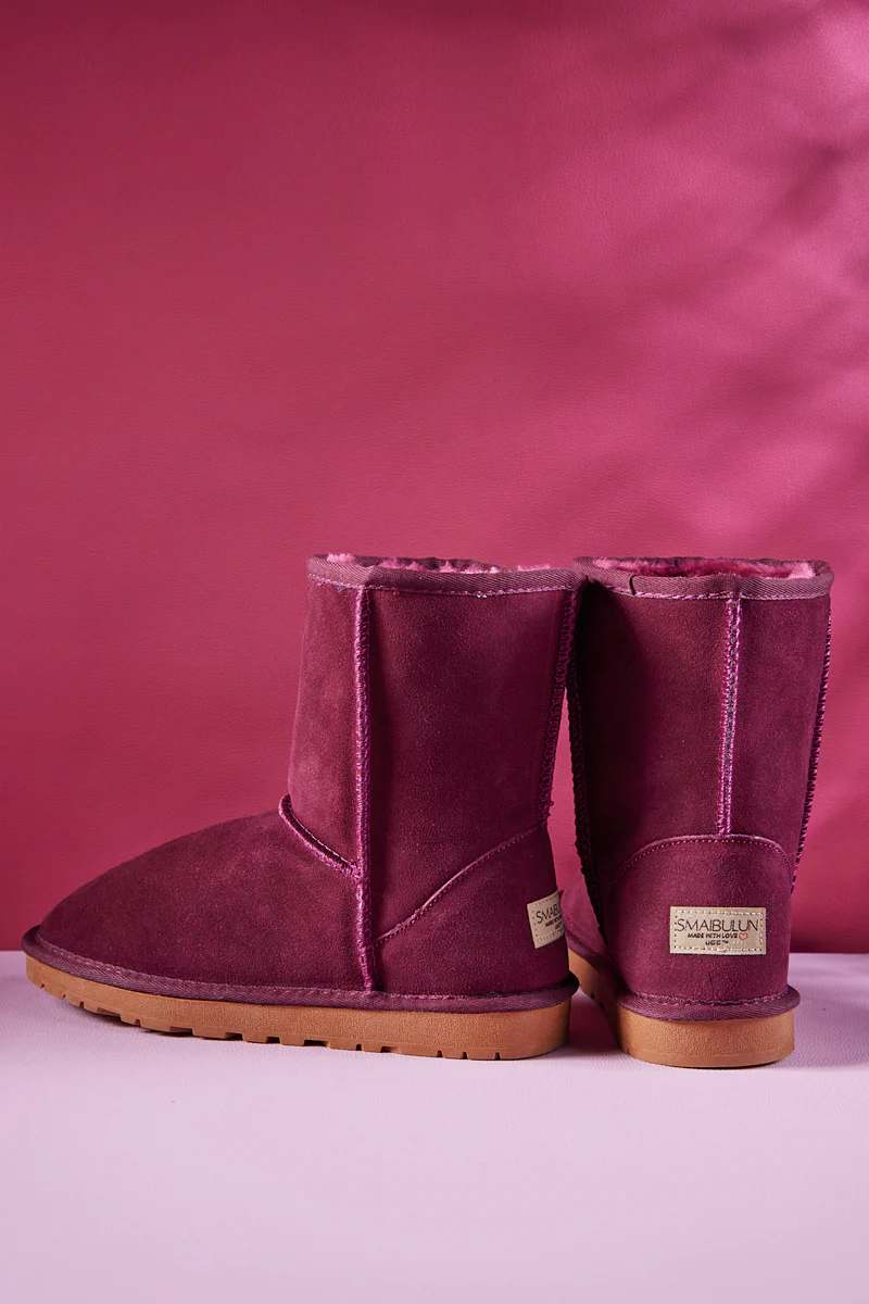 Smaibulun Ugg | Lovett Wool Blend Suede Shearling Boots - Claret - Image 12