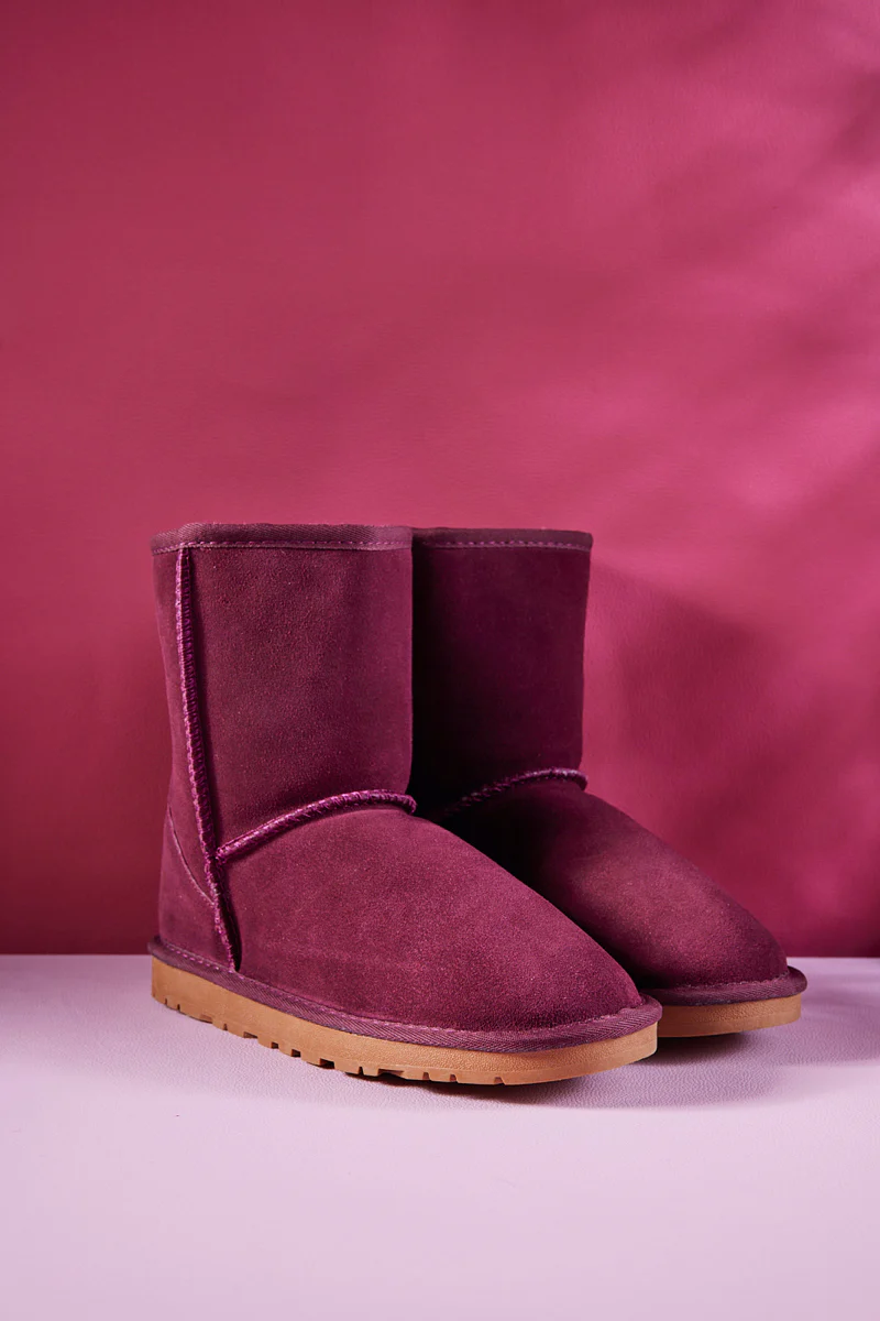 Smaibulun Ugg | Lovett Wool Blend Suede Shearling Boots - Claret - Image 9