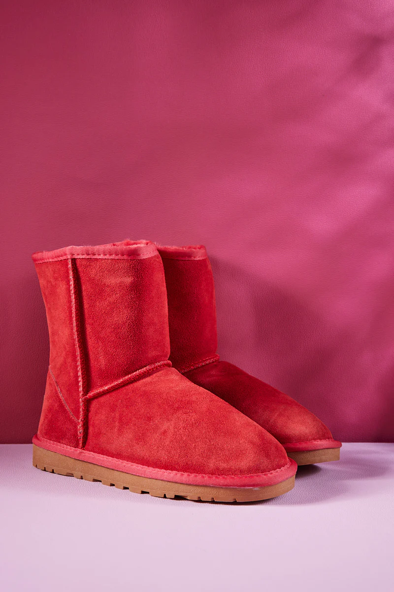 Smaibulun Ugg | Lovett Wool Blend Suede Shearling Boots - Red - Image 10