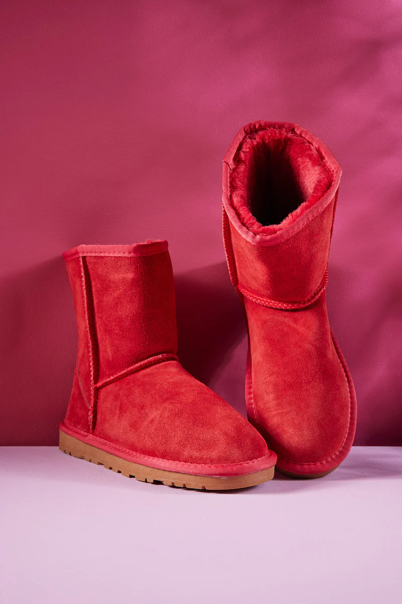 Smaibulun Ugg | Lovett Wool Blend Suede Shearling Boots - Red - Image 11