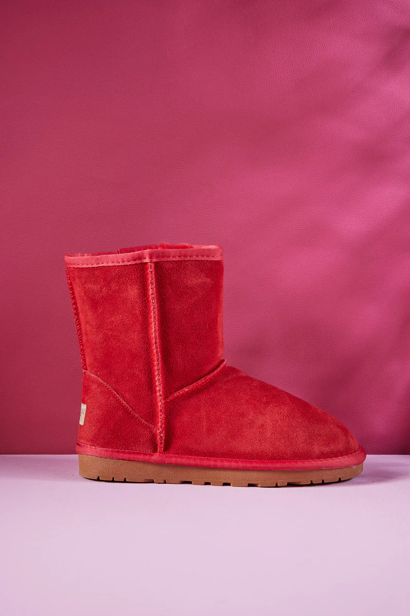 Smaibulun Ugg | Lovett Wool Blend Suede Shearling Boots - Red - Image 12