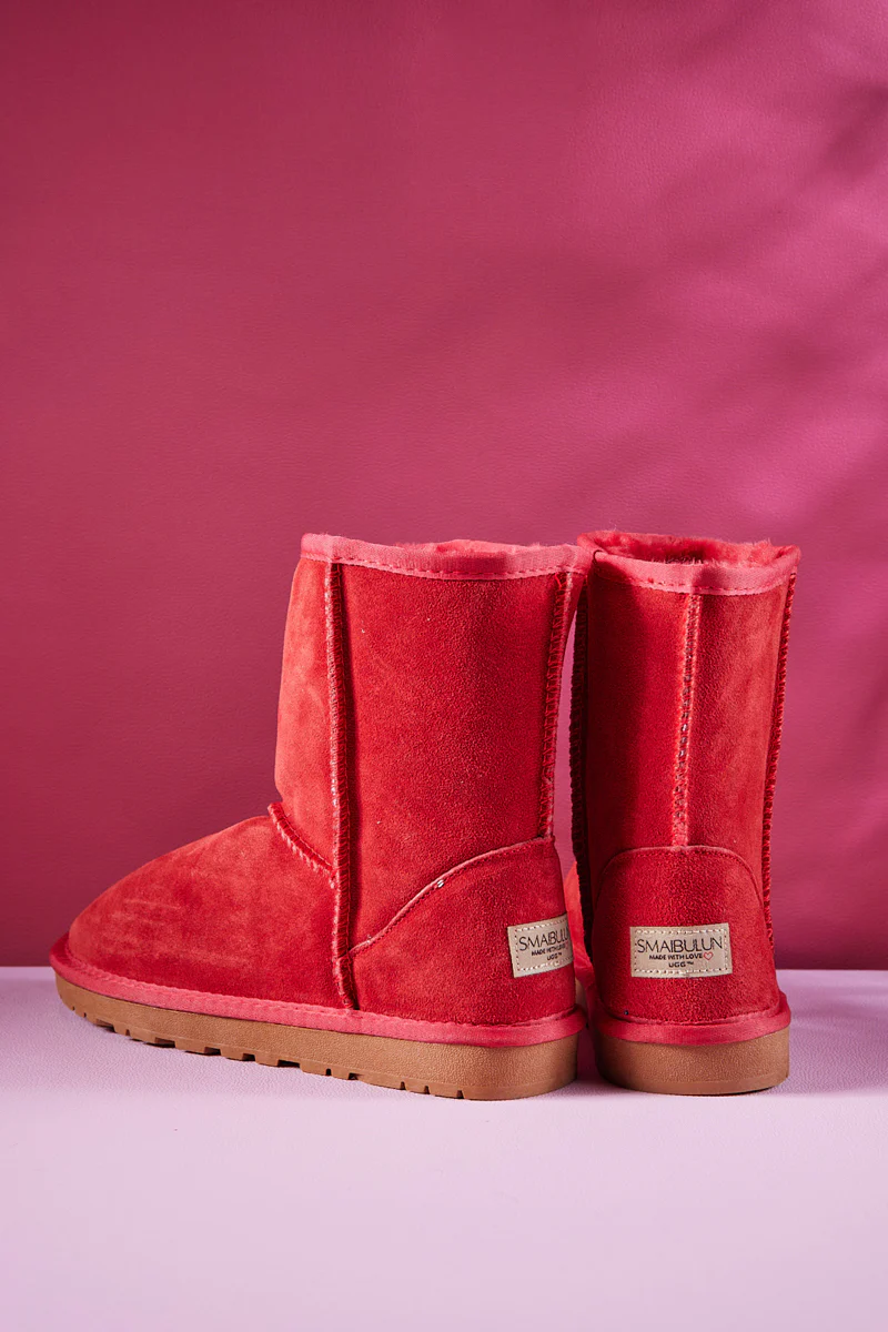 Smaibulun Ugg | Lovett Wool Blend Suede Shearling Boots - Red - Image 13