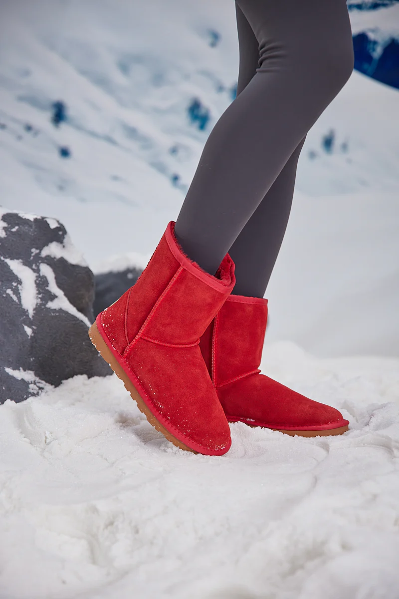 Smaibulun Ugg | Lovett Wool Blend Suede Shearling Boots - Red - Image 7