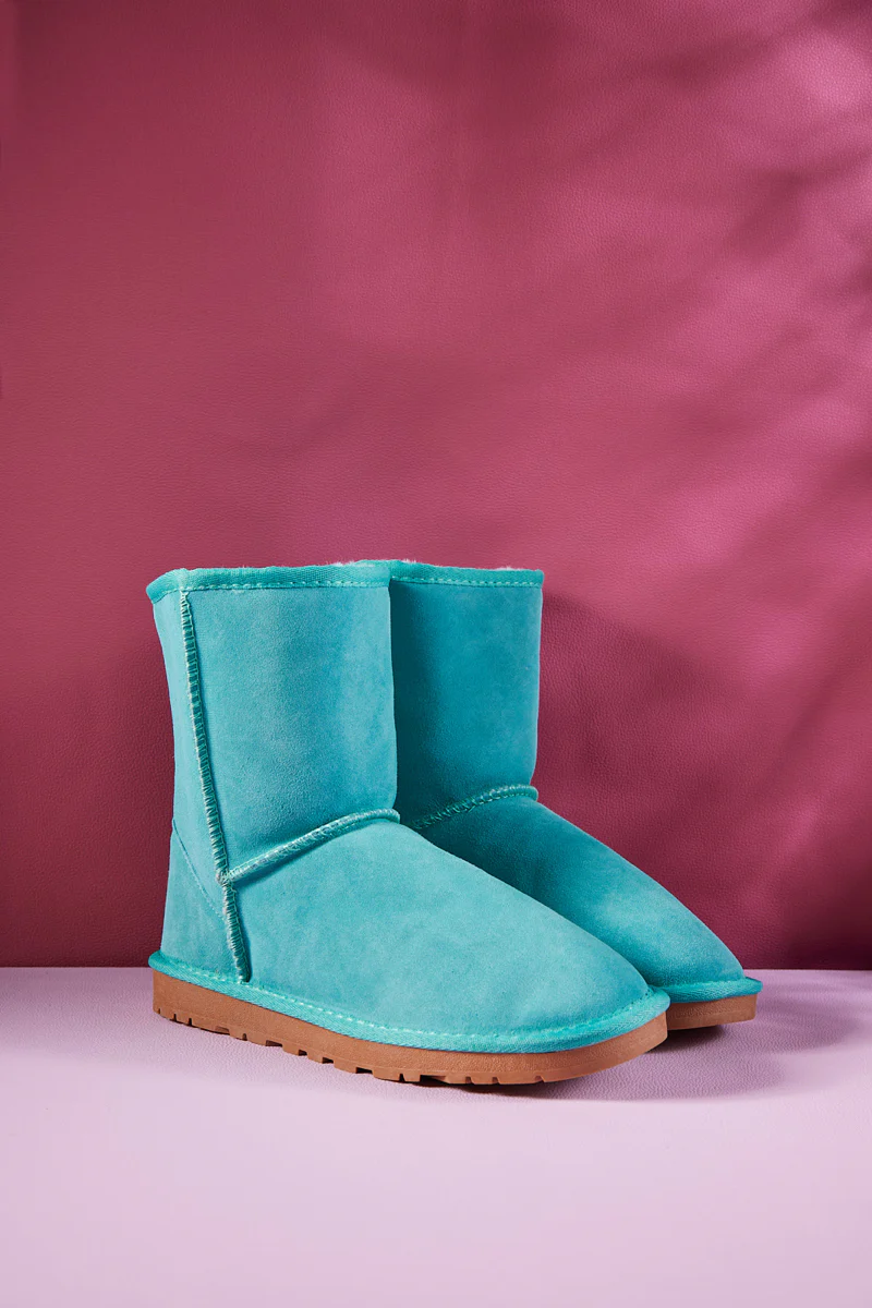 Smaibulun Ugg | Lovett Wool Blend Suede Shearling Boots - Turquoise - Image 10
