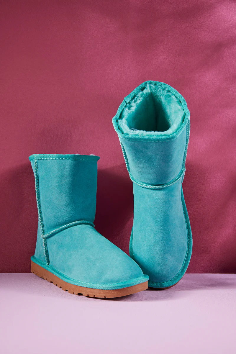 Smaibulun Ugg | Lovett Wool Blend Suede Shearling Boots - Turquoise - Image 11