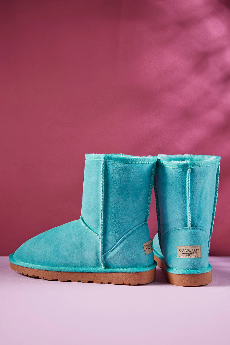 Smaibulun Ugg | Lovett Wool Blend Suede Shearling Boots - Turquoise - Image 13
