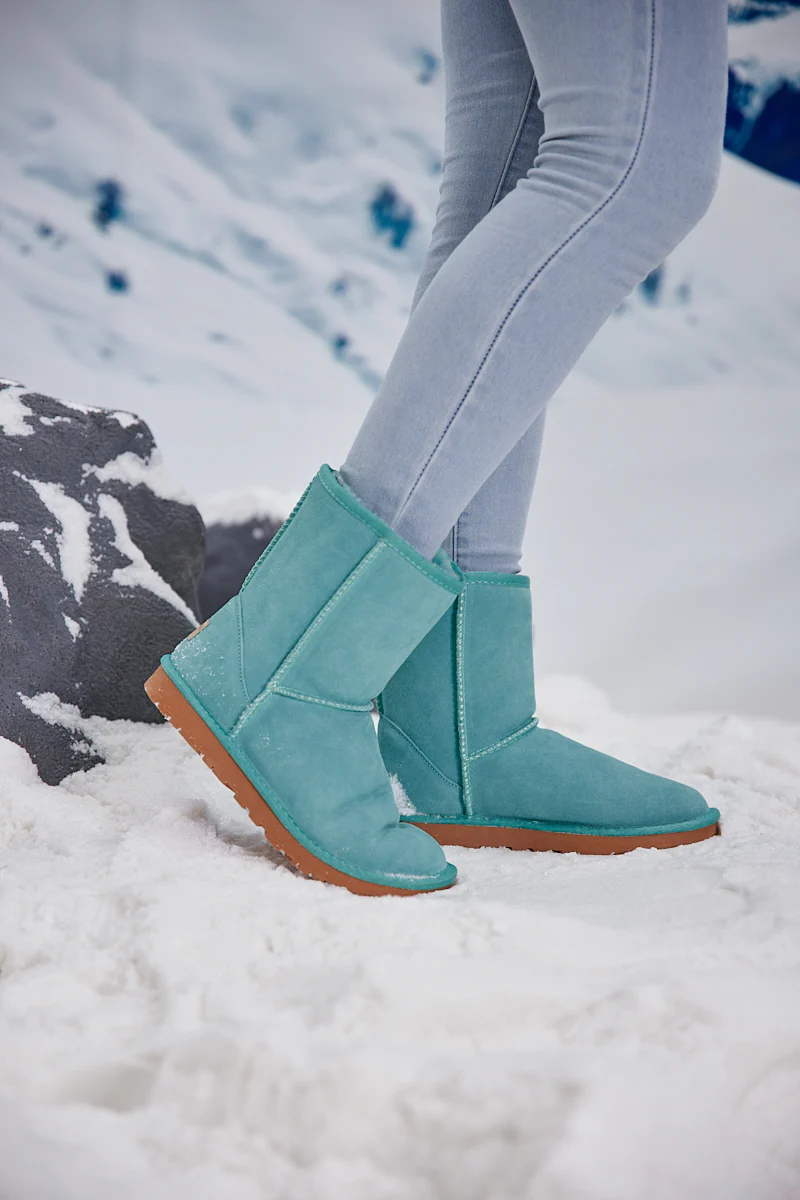 Smaibulun Ugg | Lovett Wool Blend Suede Shearling Boots - Turquoise - Image 7
