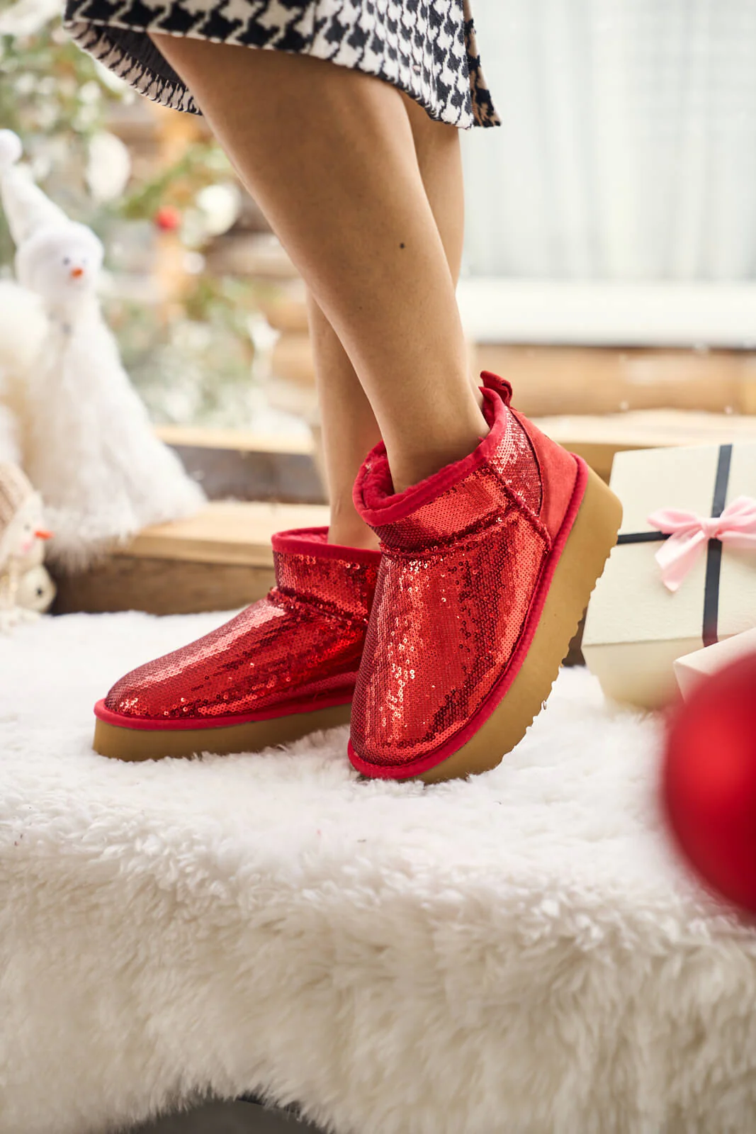 Smaibulun Ugg | Mini Glitter Low Ankle Platform Boots - candy - Image 4