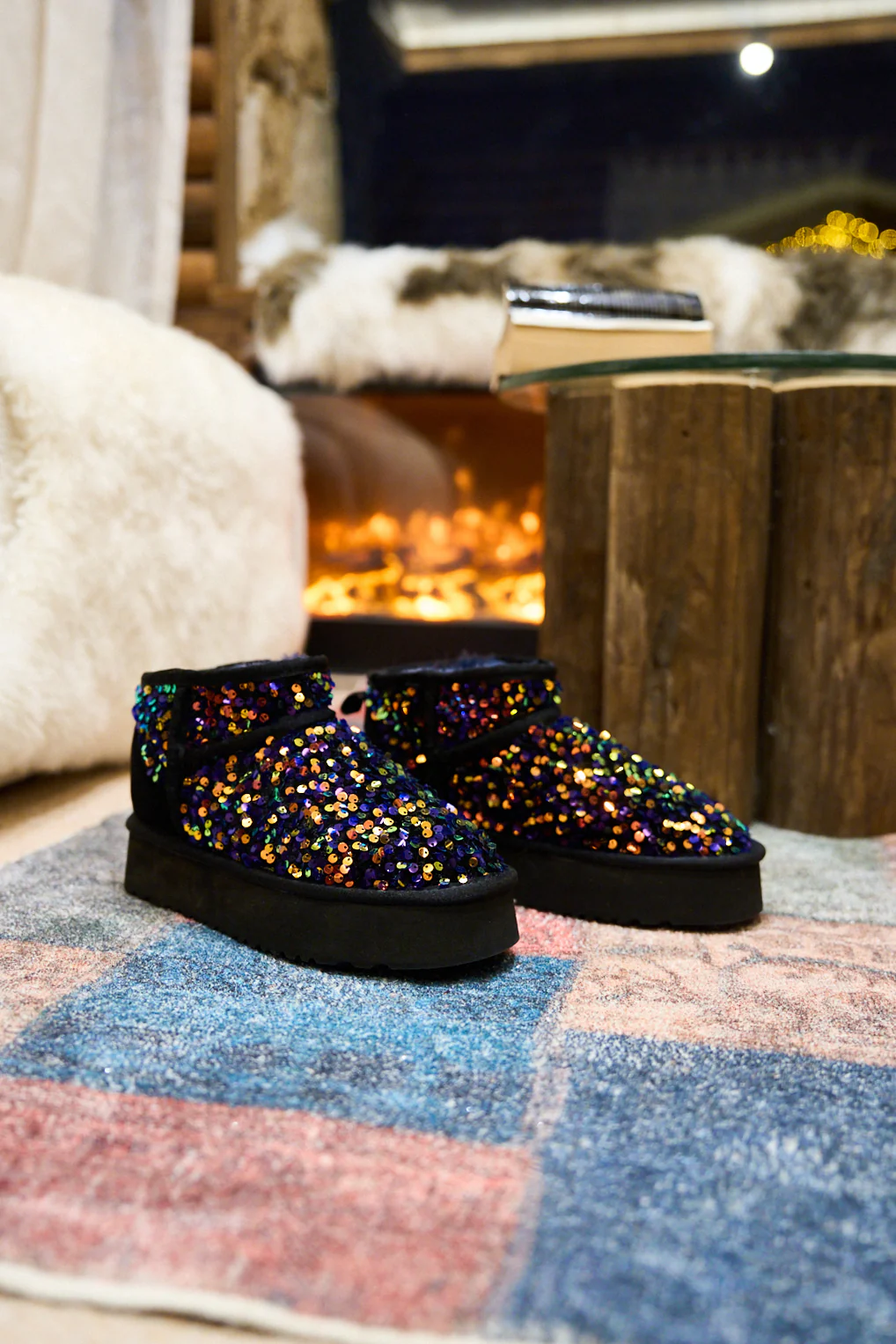 Smaibulun Ugg | Mini Glitter Low Ankle Platform Boots - Multi - Image 7