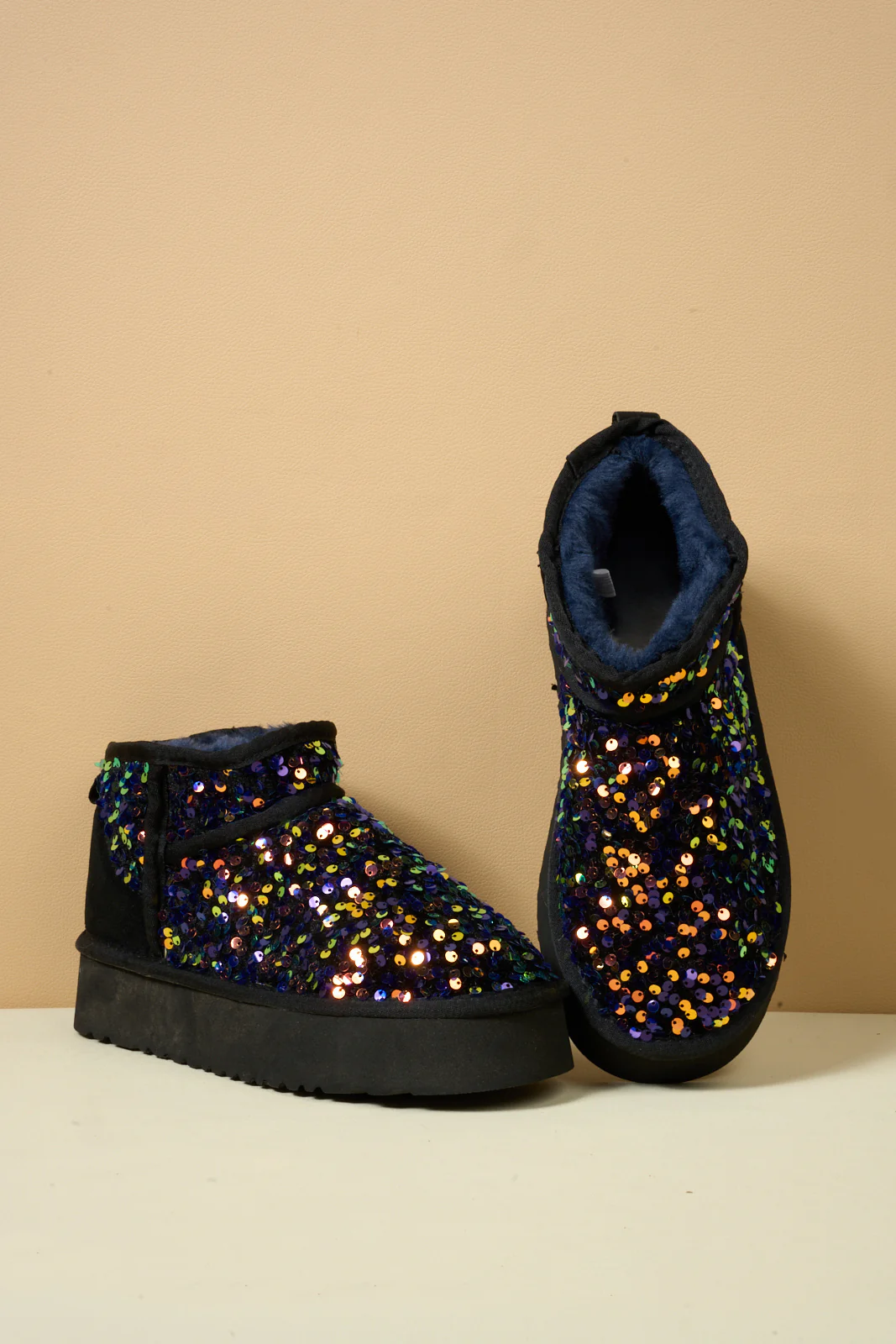 Smaibulun Ugg | Mini Glitter Low Ankle Platform Boots - Multi - Image 9