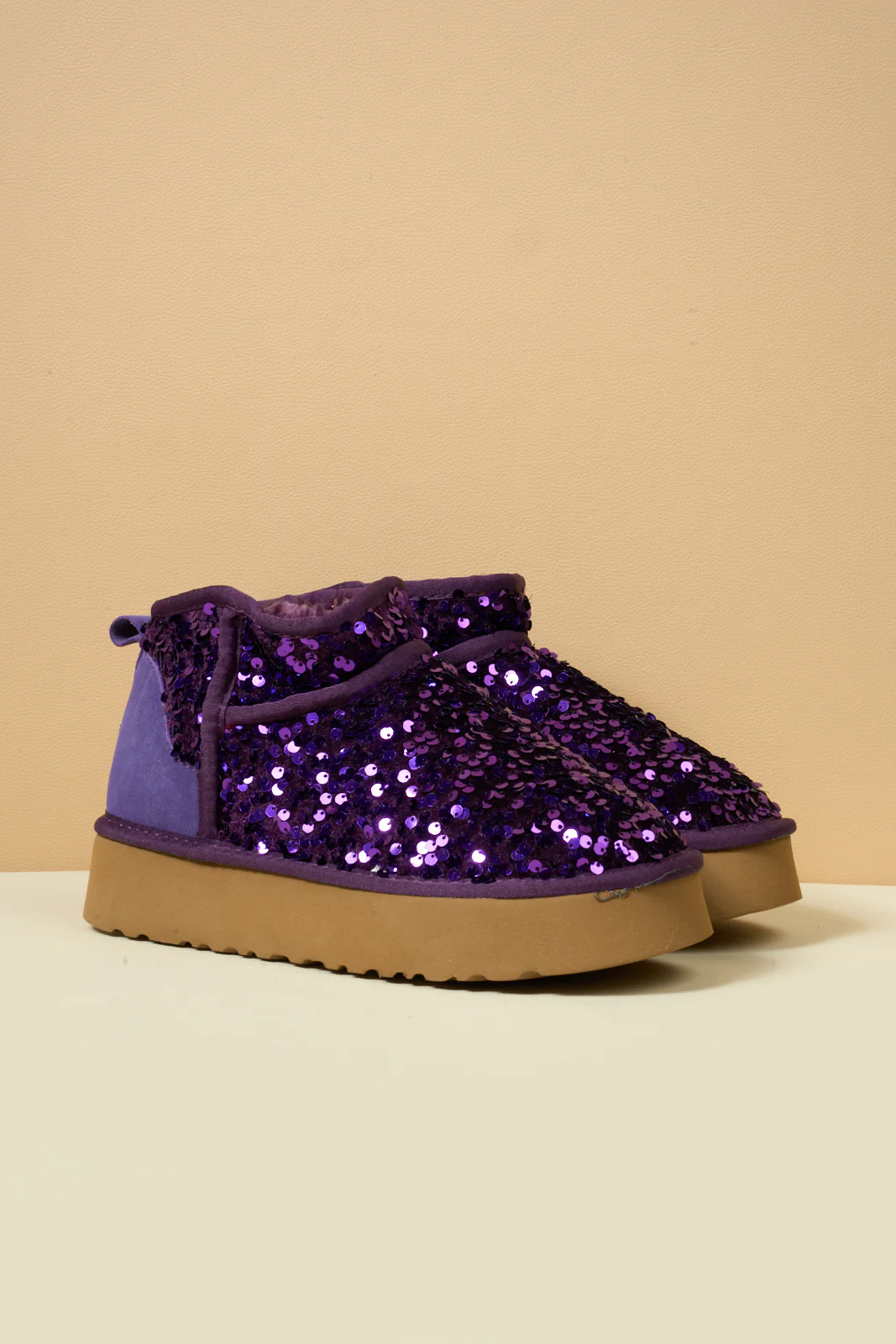 Smaibulun Ugg | Mini Glitter Low Ankle Platform Boots - Purple - Image 10