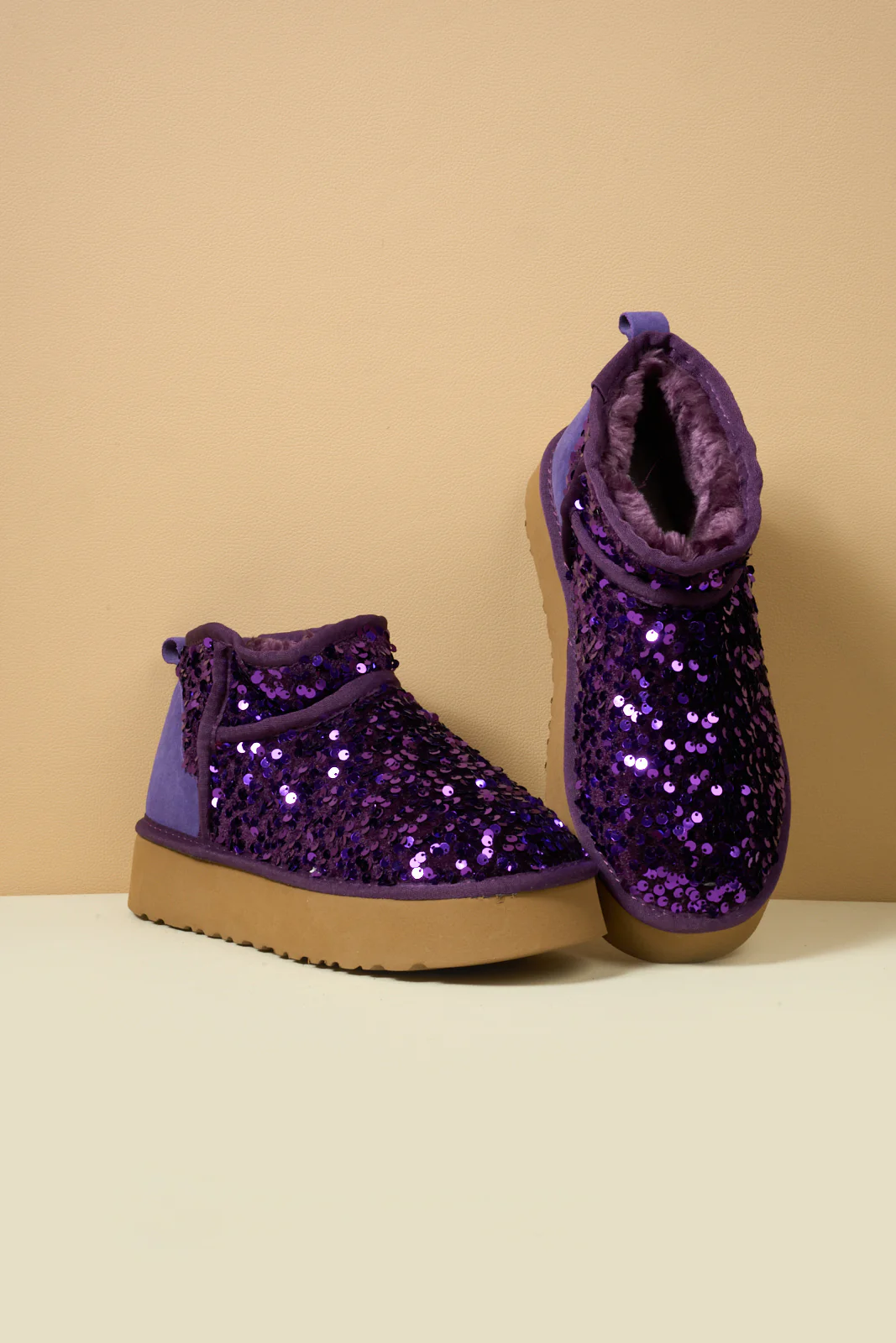 Smaibulun Ugg | Mini Glitter Low Ankle Platform Boots - Purple - Image 11