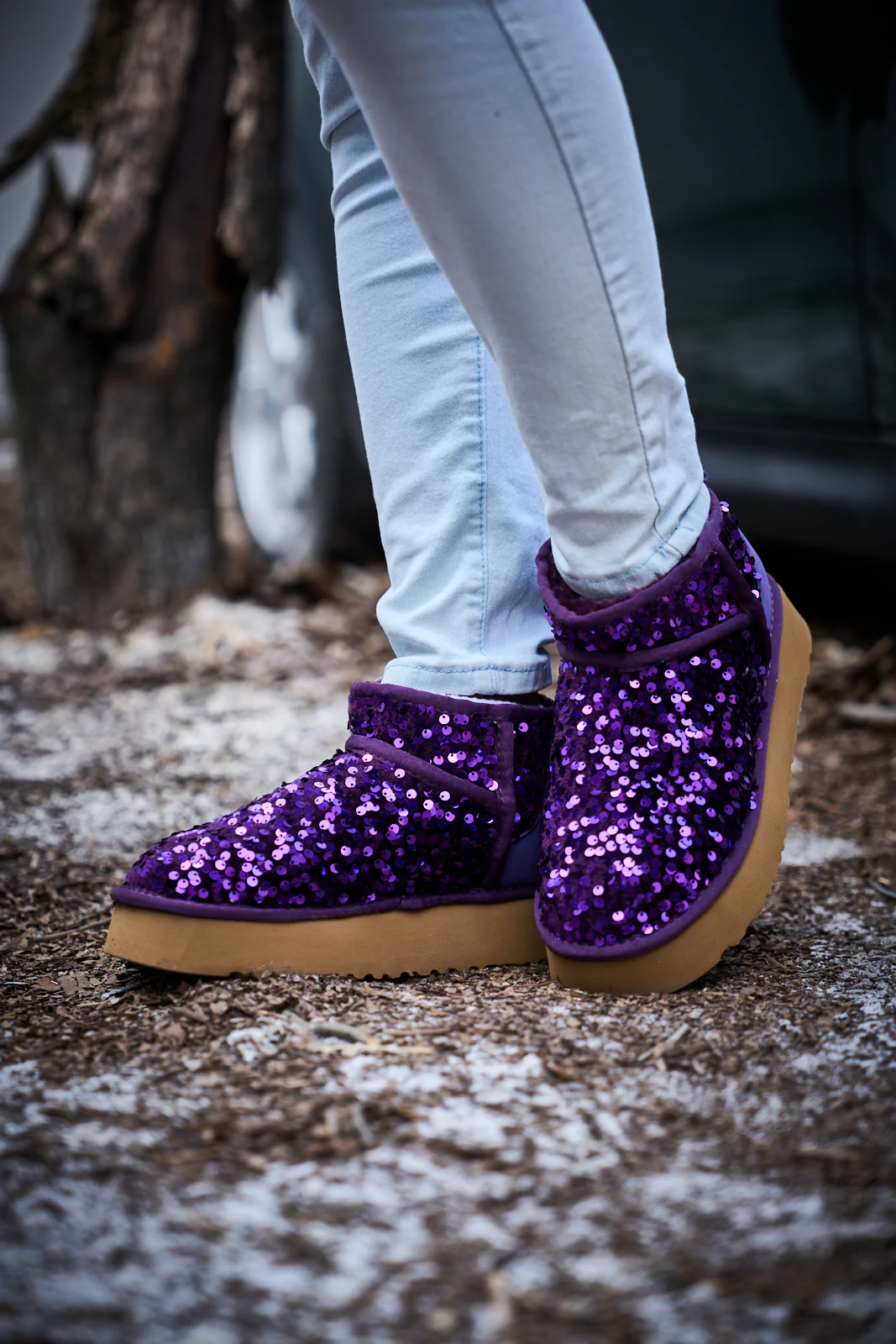 Smaibulun Ugg | Mini Glitter Low Ankle Platform Boots - Purple - Image 6
