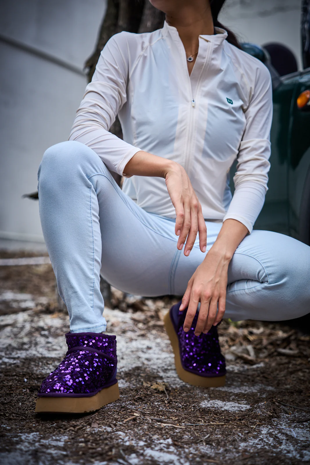 Smaibulun Ugg | Mini Glitter Low Ankle Platform Boots - Purple - Image 7