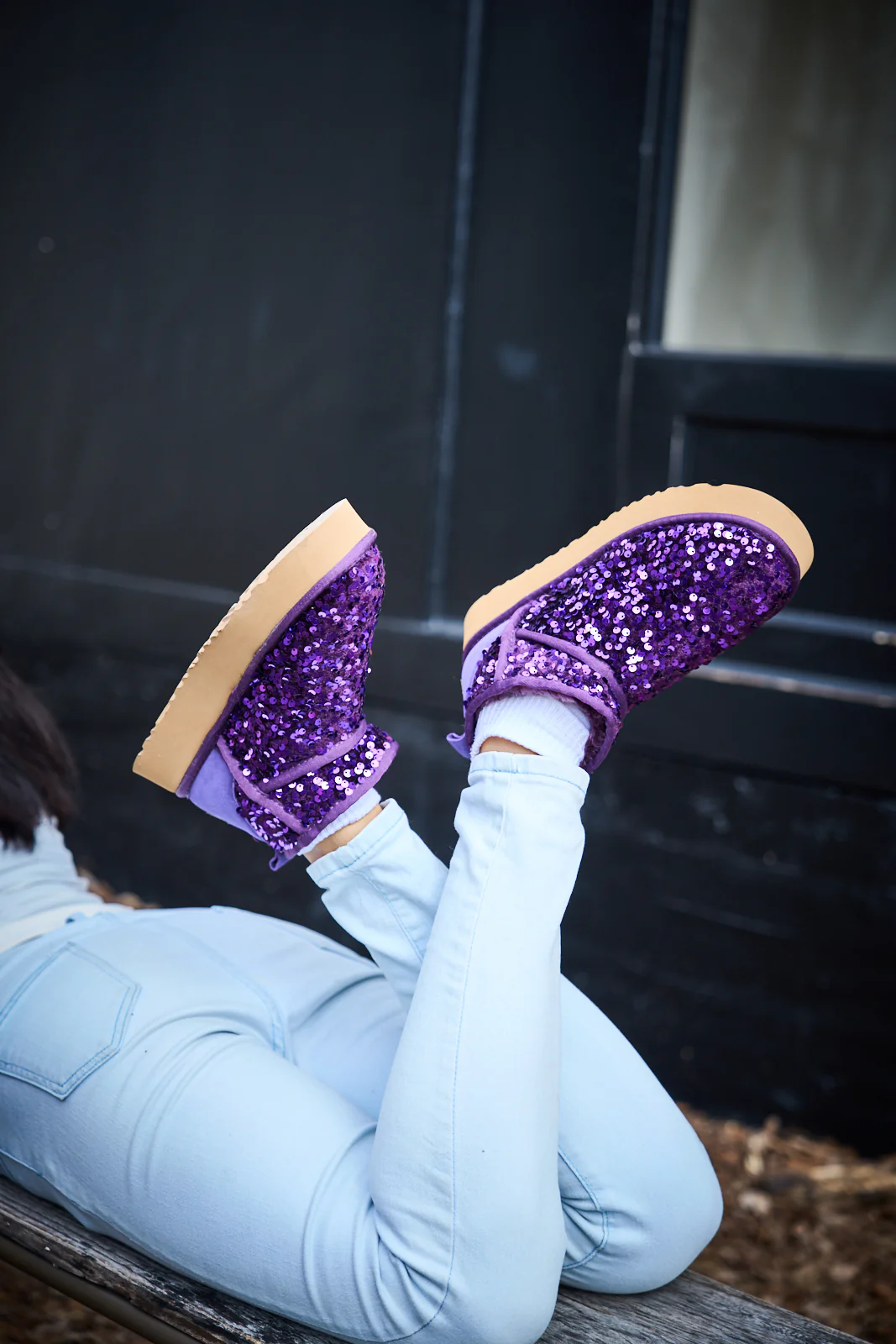 Smaibulun Ugg | Mini Glitter Low Ankle Platform Boots - Purple - Image 8