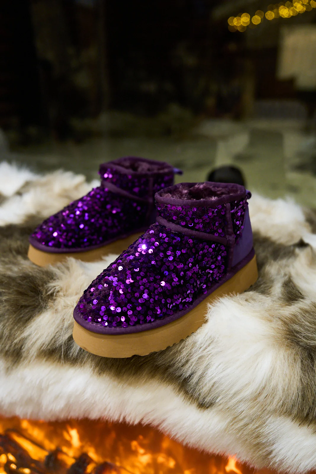 Smaibulun Ugg | Mini Glitter Low Ankle Platform Boots - Purple - Image 9