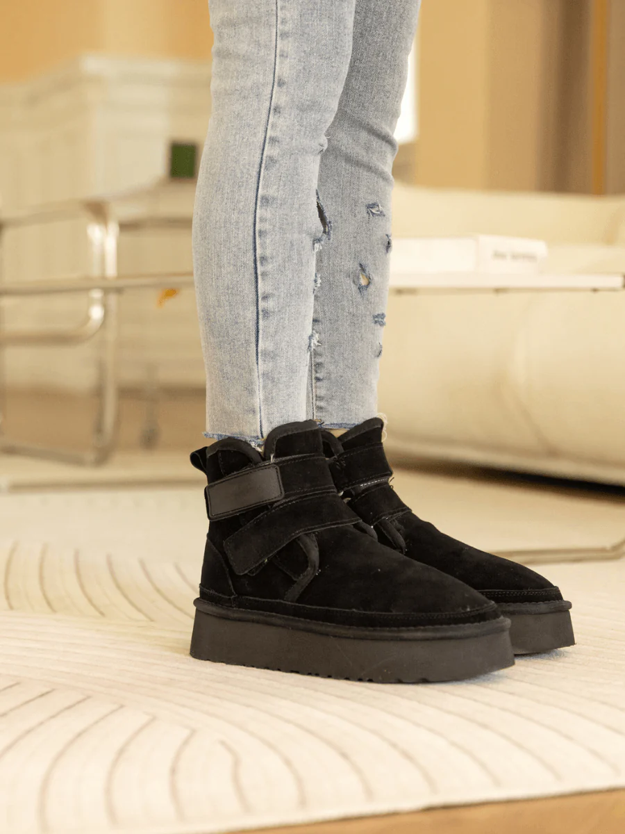 Smaibulun Ugg | Montford Wool Lined Buckle Up Platform Boots – Black - Image 2