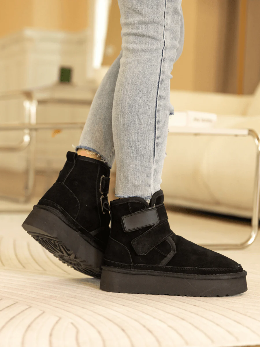 Smaibulun Ugg | Montford Wool Lined Buckle Up Platform Boots – Black - Image 5