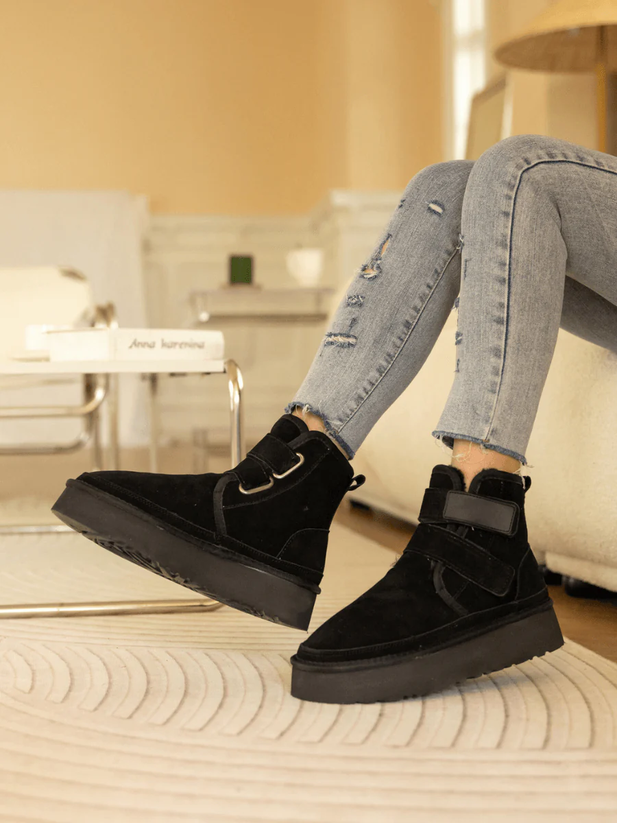 Smaibulun Ugg | Montford Wool Lined Buckle Up Platform Boots – Black - Image 7