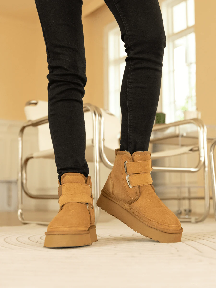 Smaibulun Ugg | Montford Wool Lined Buckle Up Platform Boots – Chestnut