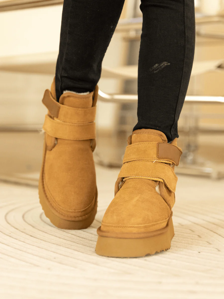 Smaibulun Ugg | Montford Wool Lined Buckle Up Platform Boots – Chestnut - Image 3