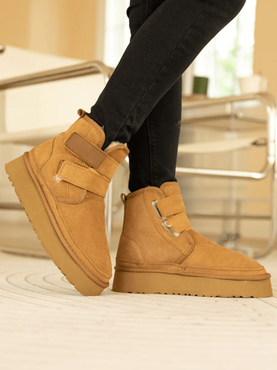 Smaibulun Ugg | Montford Wool Lined Buckle Up Platform Boots – Chestnut - Image 4