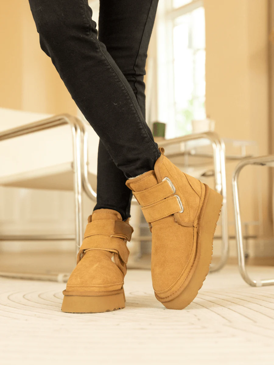 Smaibulun Ugg | Montford Wool Lined Buckle Up Platform Boots – Chestnut - Image 5