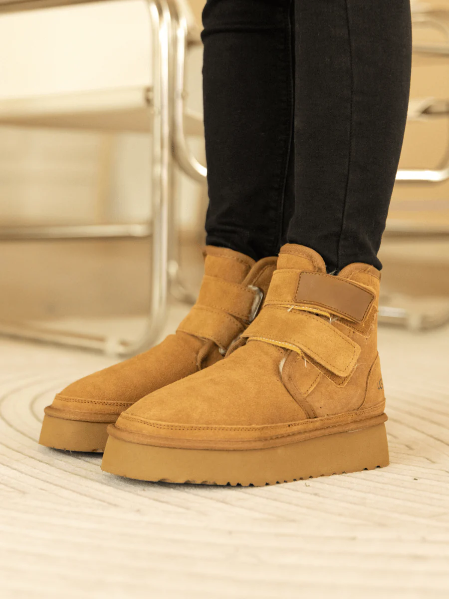 Smaibulun Ugg | Montford Wool Lined Buckle Up Platform Boots – Chestnut - Image 6
