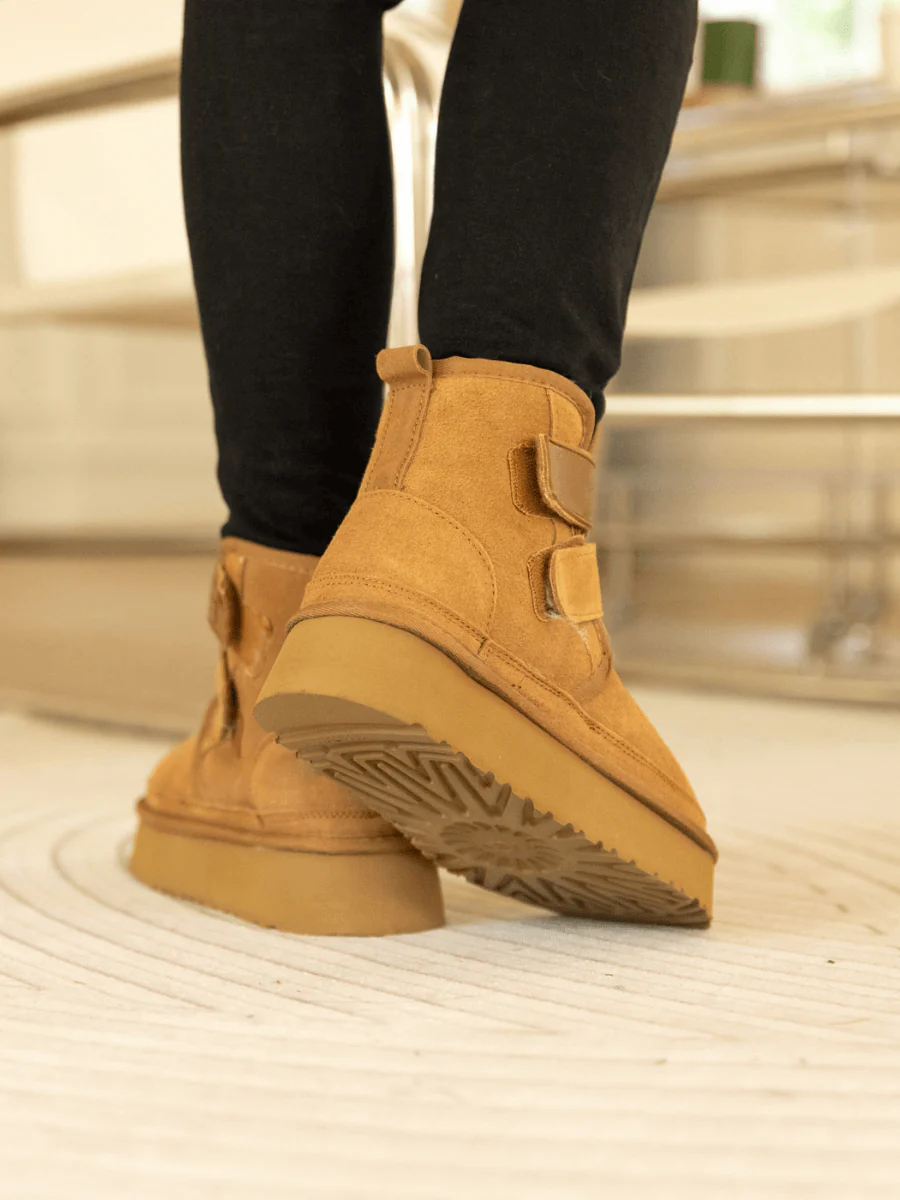Smaibulun Ugg | Montford Wool Lined Buckle Up Platform Boots – Chestnut - Image 8