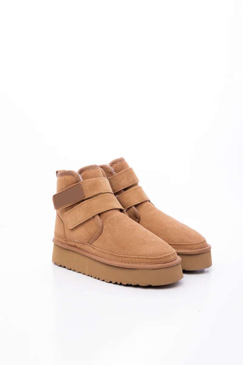 Smaibulun Ugg | Montford Wool Lined Buckle Up Platform Boots – Chestnut - Image 9