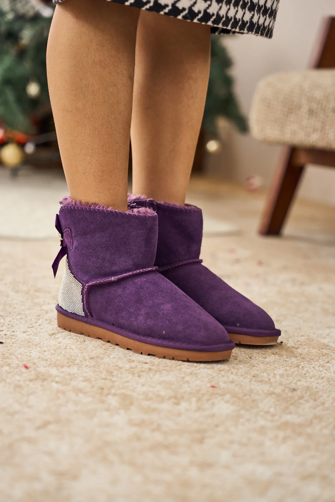 SMAIBULUN Ugg | Rhinestone Bailey Bow Sequin Ugg Boots - Purple - Image 4