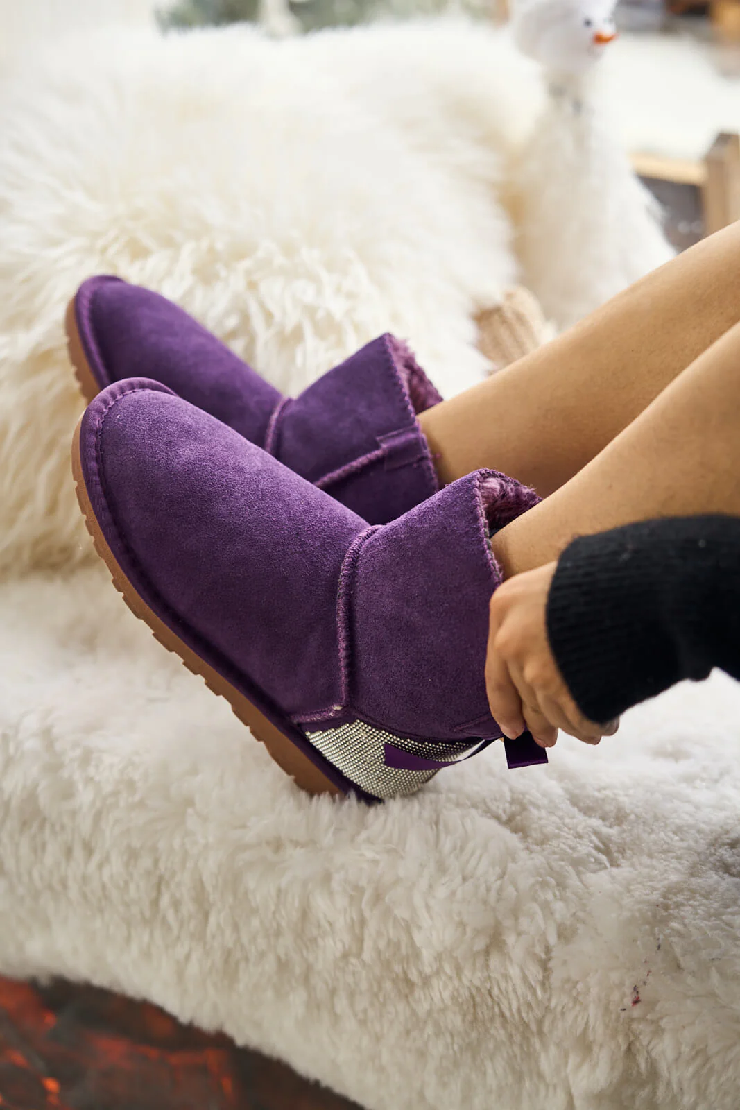 SMAIBULUN Ugg | Rhinestone Bailey Bow Sequin Ugg Boots - Purple - Image 5