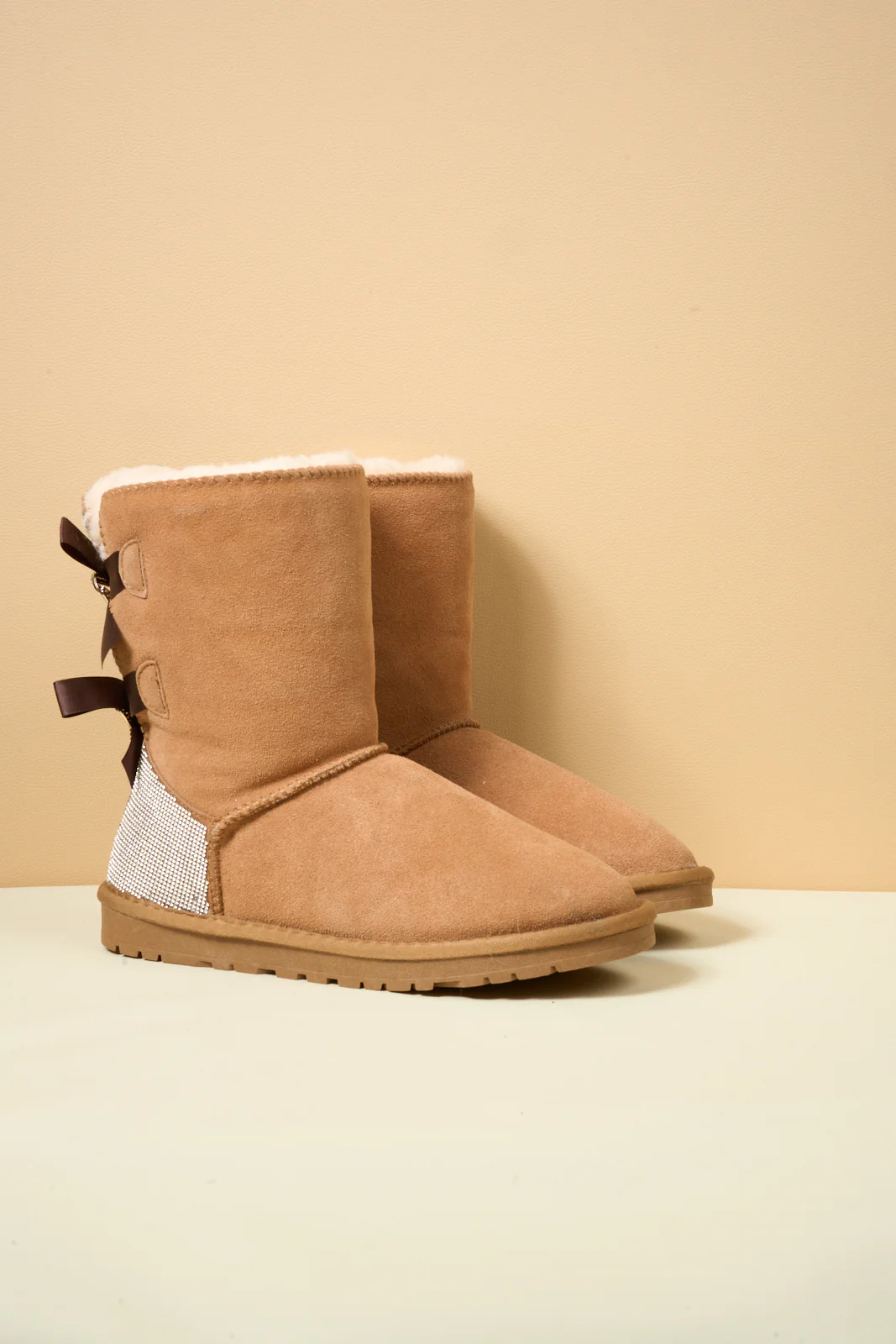 SMAIBULUN Ugg | Rhinestone Dual Bailey Bow Glam Ugg Boots - chestnut - Image 10