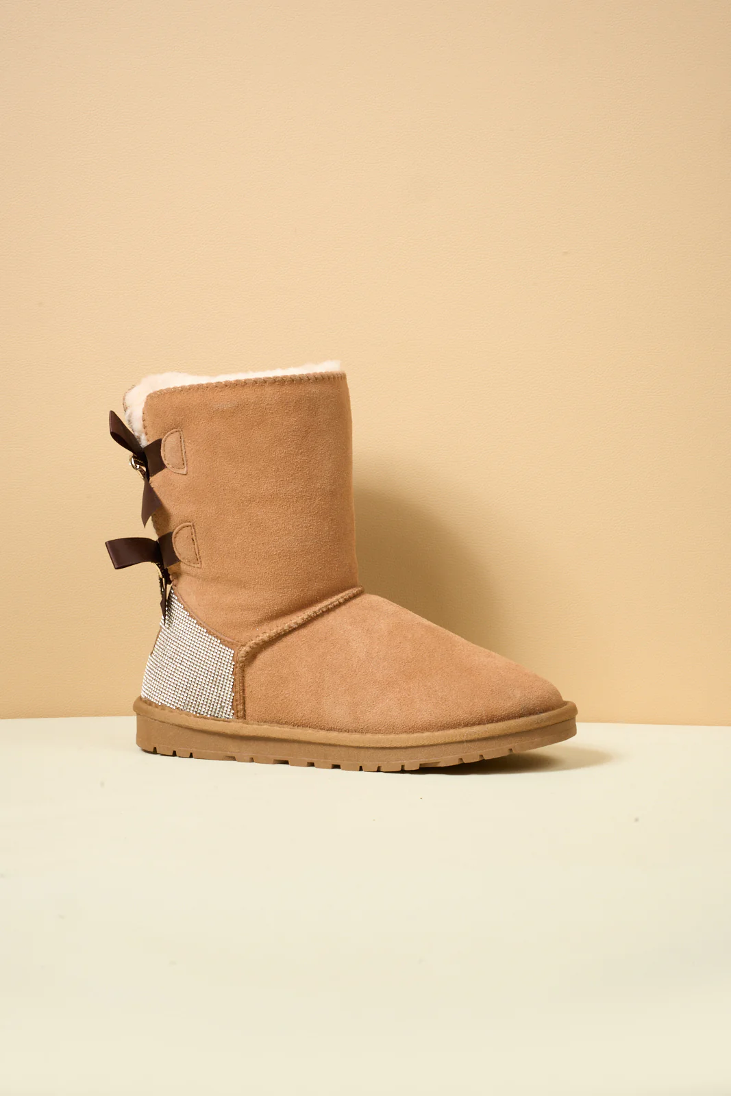 SMAIBULUN Ugg | Rhinestone Dual Bailey Bow Glam Ugg Boots - chestnut - Image 13