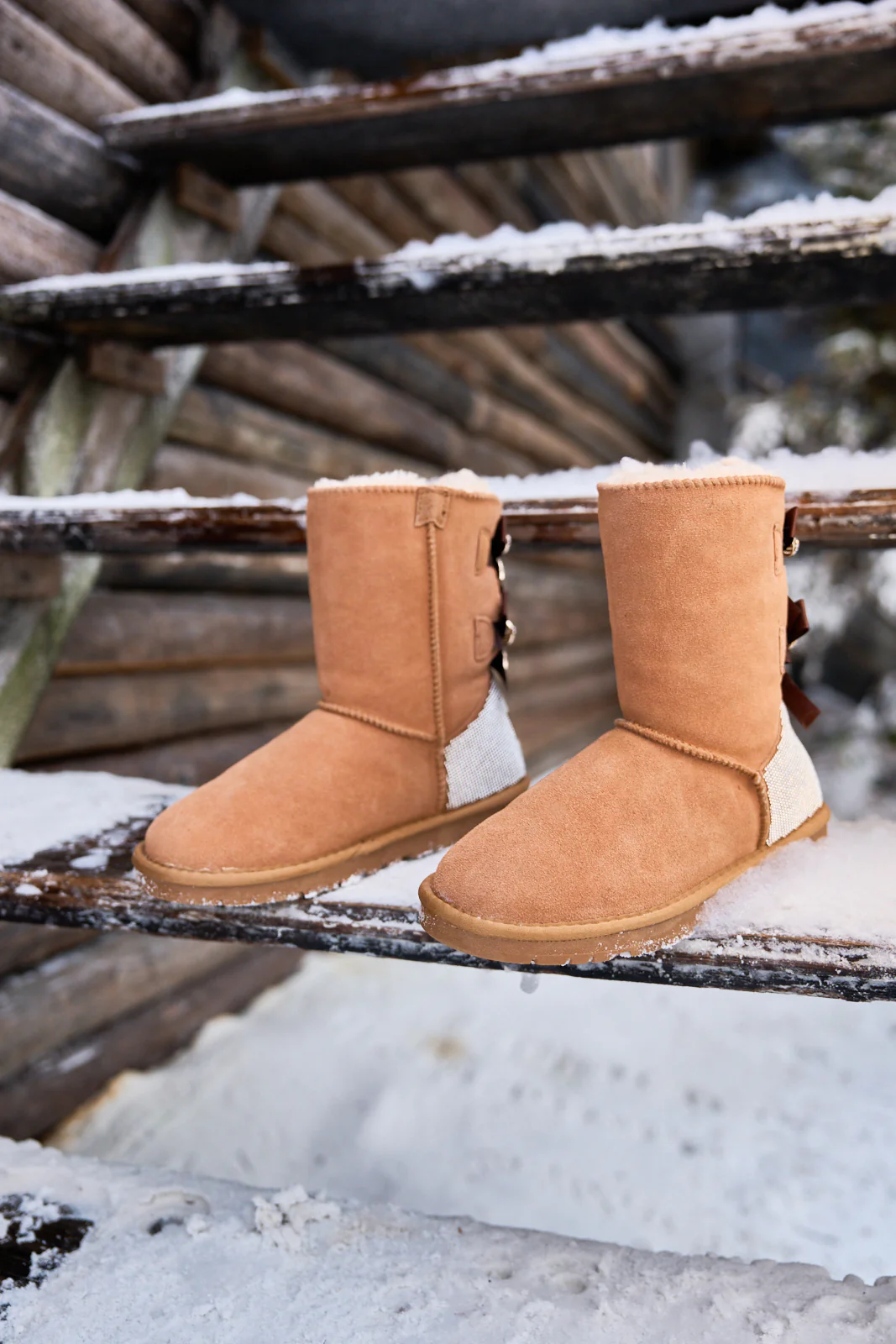SMAIBULUN Ugg | Rhinestone Dual Bailey Bow Glam Ugg Boots - chestnut - Image 8