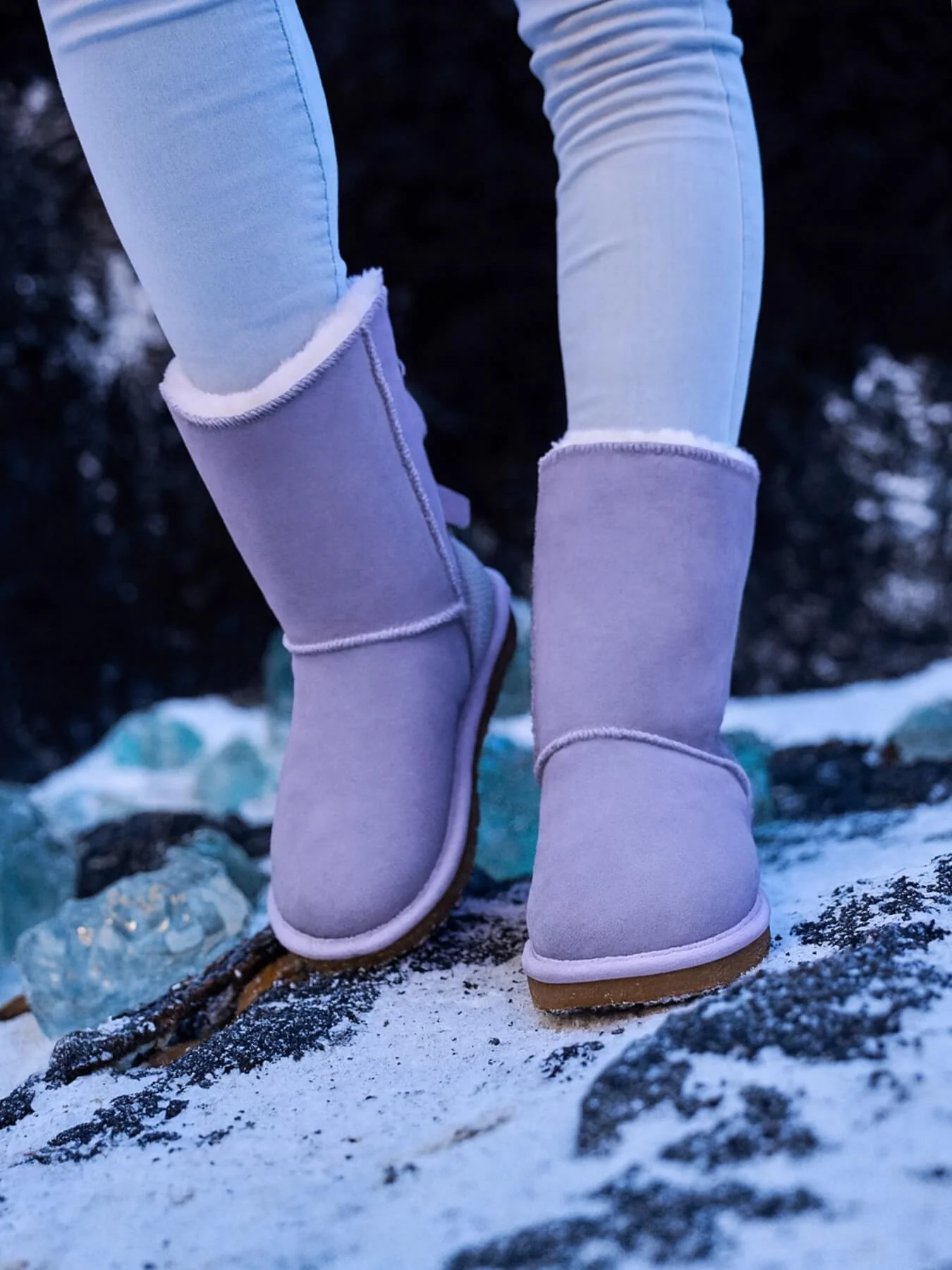 SMAIBULUN Ugg | Rhinestone Dual Bailey Bow Glam Ugg Boots - lilac - Image 4
