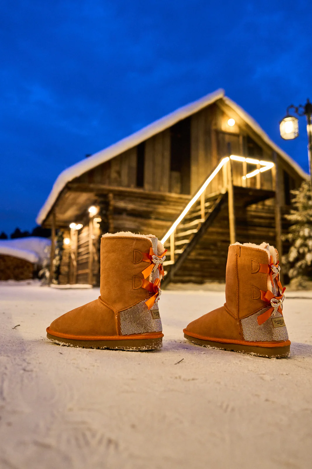 SMAIBULUN Ugg | Rhinestone Dual Bailey Bow Glam Ugg Boots - Orange - Image 8