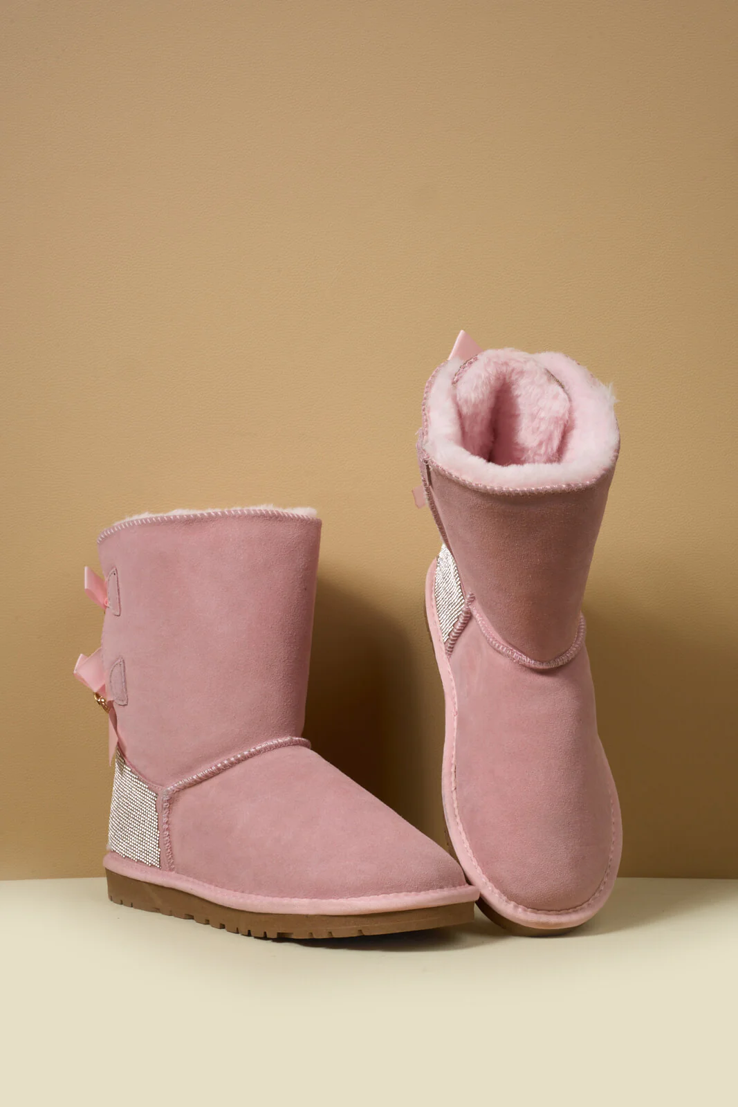 SMAIBULUN Ugg | Rhinestone Dual Bailey Bow Glam Ugg Boots - Pink - Image 10